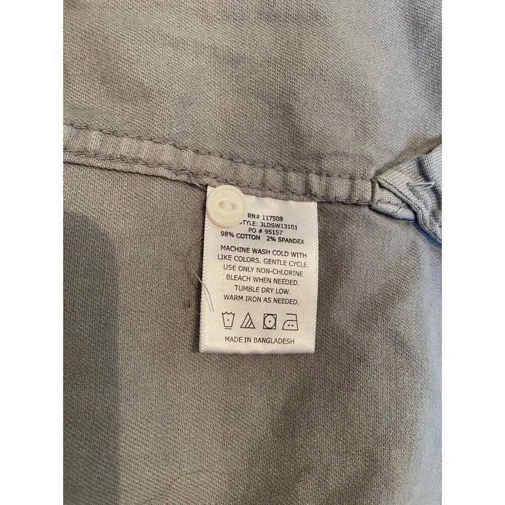 Levi Shirt Men Size XL Gray Short Sleeve Stretch Button Up